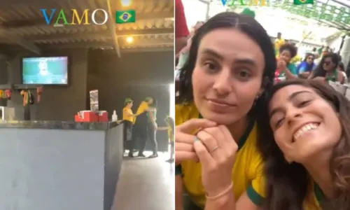 
				
					Juliana Paes torce pelo Brasil em clima de romance com namorada: 'Vamo'
				
				