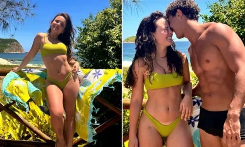 
				
					Larissa Manoela posa de biquíni em praia no Rio e recebe elogios do namorado: 'Não tive estrutura'
				
				