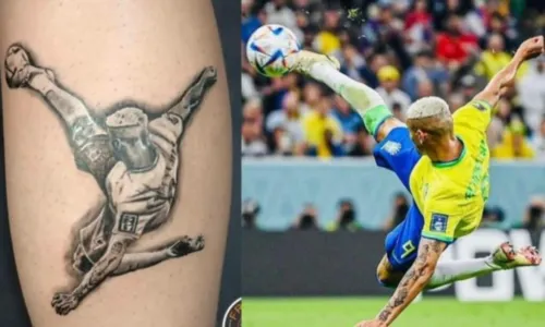 
				
					Brasileiro tatua golaço de Richarlison na Copa do Catar; jogador compartilha foto
				
				