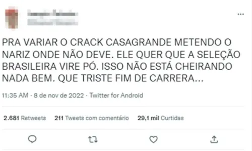 
				
					Neymar curte post que debocha de vício em drogas de Walter Casagrande
				
				