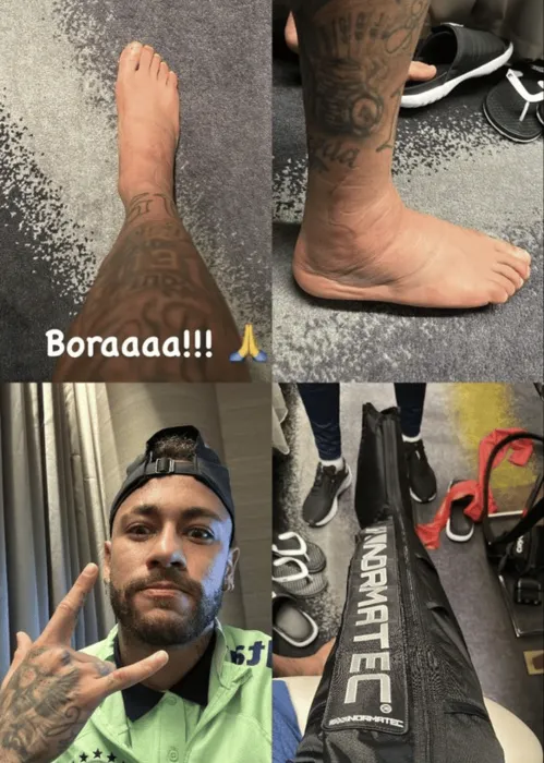 
				
					Fora da fase de grupos da Copa, Neymar assusta torcedores ao mostrar tornozelo lesionado; confira
				
				