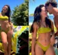 
                  Larissa Manoela posa de biquíni em praia no Rio e recebe elogios do namorado: 'Não tive estrutura'