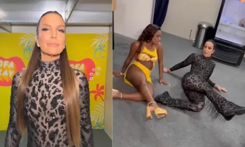 
				
					Ivete Sangalo se joga no chão para aprender coreografia ousada de MC Rebecca: 'Mainha é estouro'
				
				