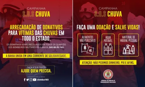 
				
					Corpo de Bombeiros inicia campanha de arrecadação de donativos às vítimas das chuvas
				
				