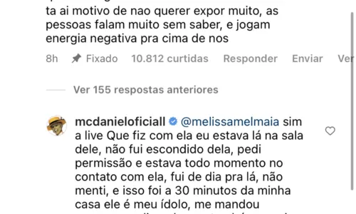 
				
					Mel Maia desabafa após ida do namorado para festa de Neymar: ‘Energia Negativa’
				
				
