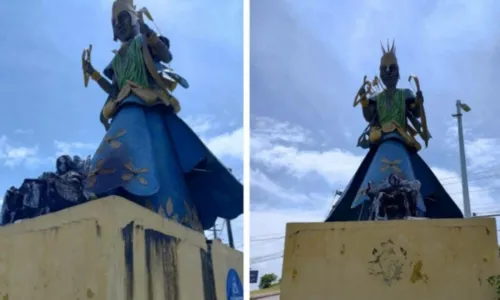 
				
					Após ser incendiada, escultura de Mãe Stella de Oxóssi é removida
				
				