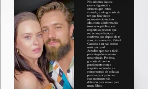 
				
					Rafael Cardoso e Mari Bridi se separam após 15 anos de casamento: 'Peço respeito e compreensão'
				
				