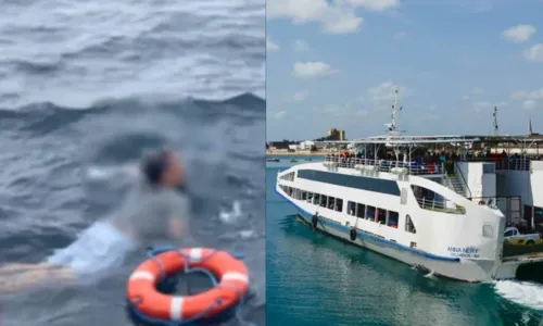 
				
					Homem pula de ferry-boat, resiste a resgate e revolta passageiros
				
				