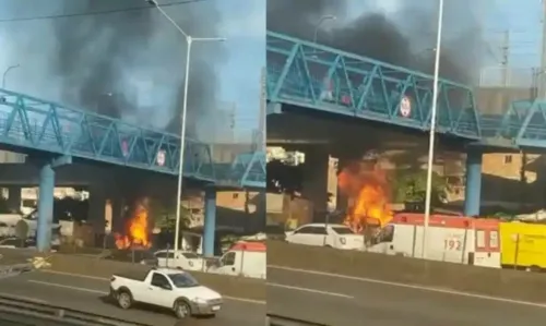 
				
					Vídeo mostra troca de tiros entre PMs e assaltantes durante perseguição na BR-324
				
				