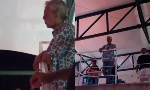 
				
					Plateia de milhões: à vontade, Caetano Veloso curte show de Magary Lord no Rio Vermelho
				
				