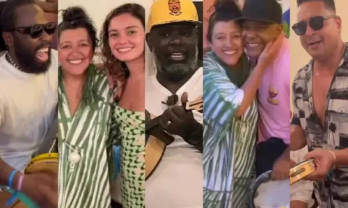 
				
					Regina Casé promove roda de samba com famosos em casa no Carmo, em Salvador
				
				