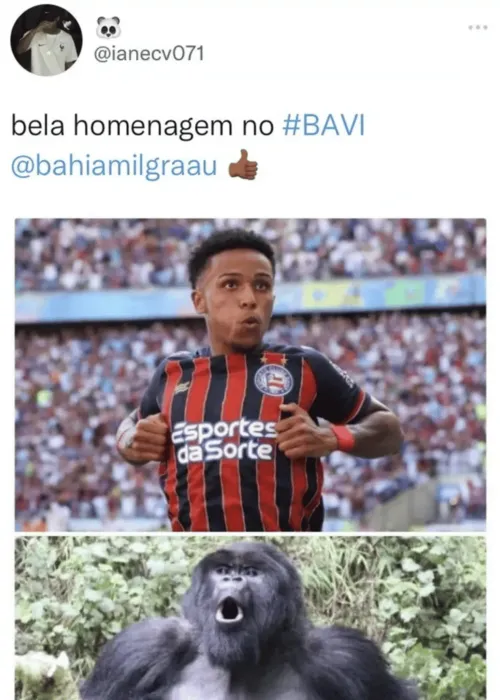 
				
					Após torcedor do Vitória comparar jogador Kayky a macaco, Bahia presta queixa por injúria racial
				
				