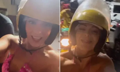 
				
					Sheila Mello pega mototáxi para se deslocar no carnaval de Salvador
				
				