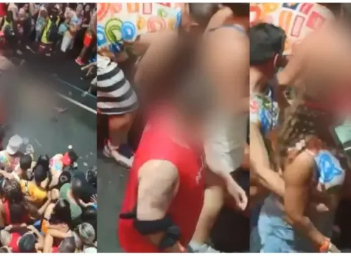 Imagens mostram mulher sendo agredida com soco na boca em bloco de Bell Marques no carnaval