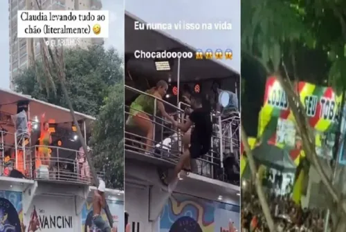 
				
					Claudia Leitte em SP: fã escala trio, palmeira cai após folião se pendurar durante desfile e cantora tem crise de riso com nome de loja 'Seu Toba'
				
				