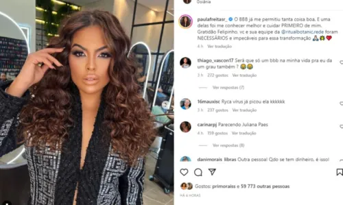 
				
					Ex-BBB Paula Freitas renova o visual e recebe elogios da web: 'Ficou belíssima'
				
				