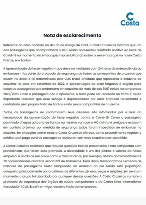 
				
					Funkeiro acusa cruzeiro de racismo após ser impedido de embarcar com amigos
				
				